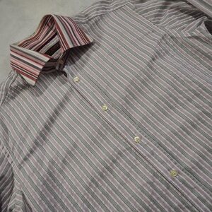 Etro Sz 41 Multicolor Striped Dress Shirt Link Cuffs Made in Italy